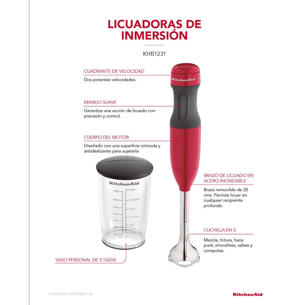 Licuadora de Inmersión Plata 2 Velocidades Kitchenaid