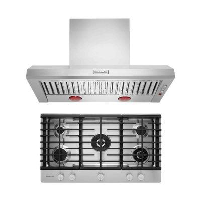 Combo KitchenAid Campana comercial de pared 46 Gris y Cubierta a Gas 5